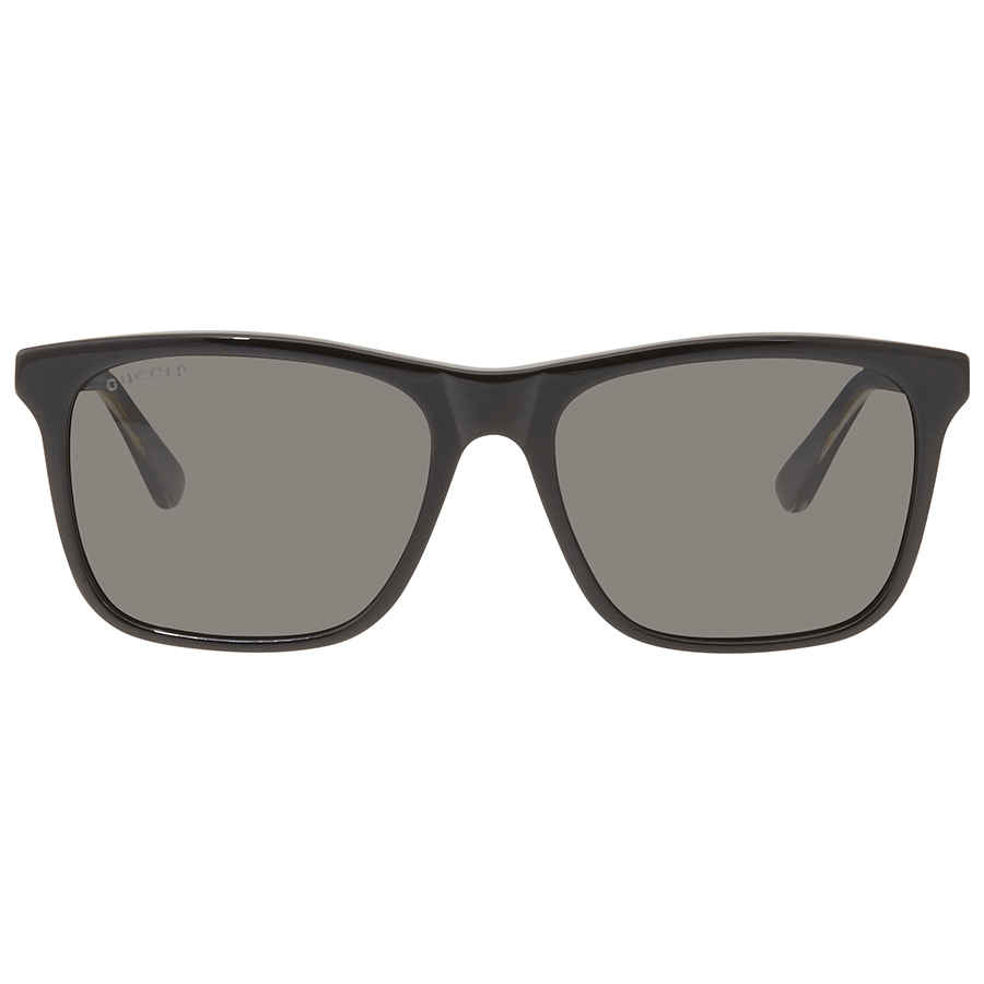 Gucci Grey Polarized Rectangular Men's Sunglasses GG0381S 007 57 ...