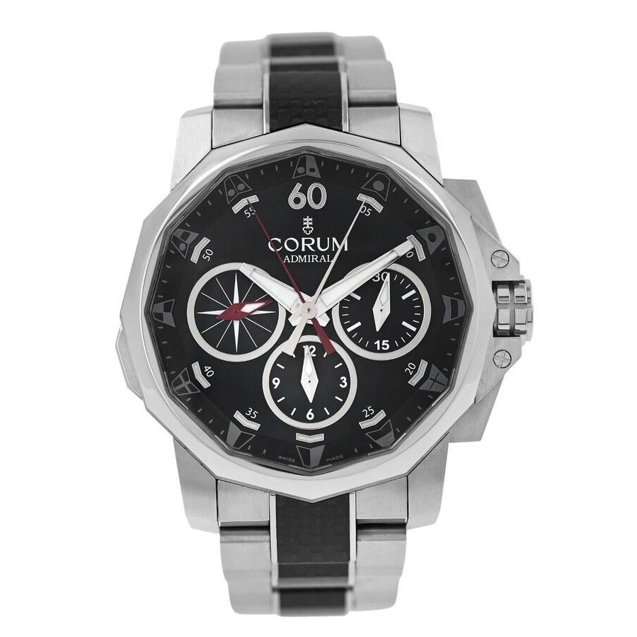 Pre-owned Corum Admiral'S Cup Challenge Chronograph Automatic Black Dial Mens Watch 01.0159/A986