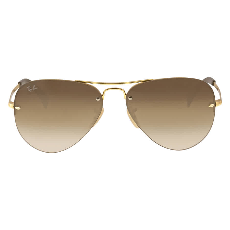 Ray-Ban 0RB3449 Polished Gold Sunglasses w/Brown-to-Dark Brown Gradient Lenses 0RB3449-001/13-59