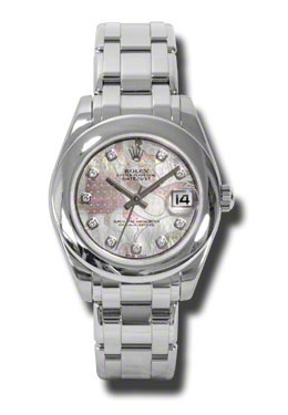 Rolex LadyDatejust Pearlmaster Goldust Dream Mother Of Pearl Diamond Dial 18K White Gold Automatic Ladies Watch 81209GDDPM