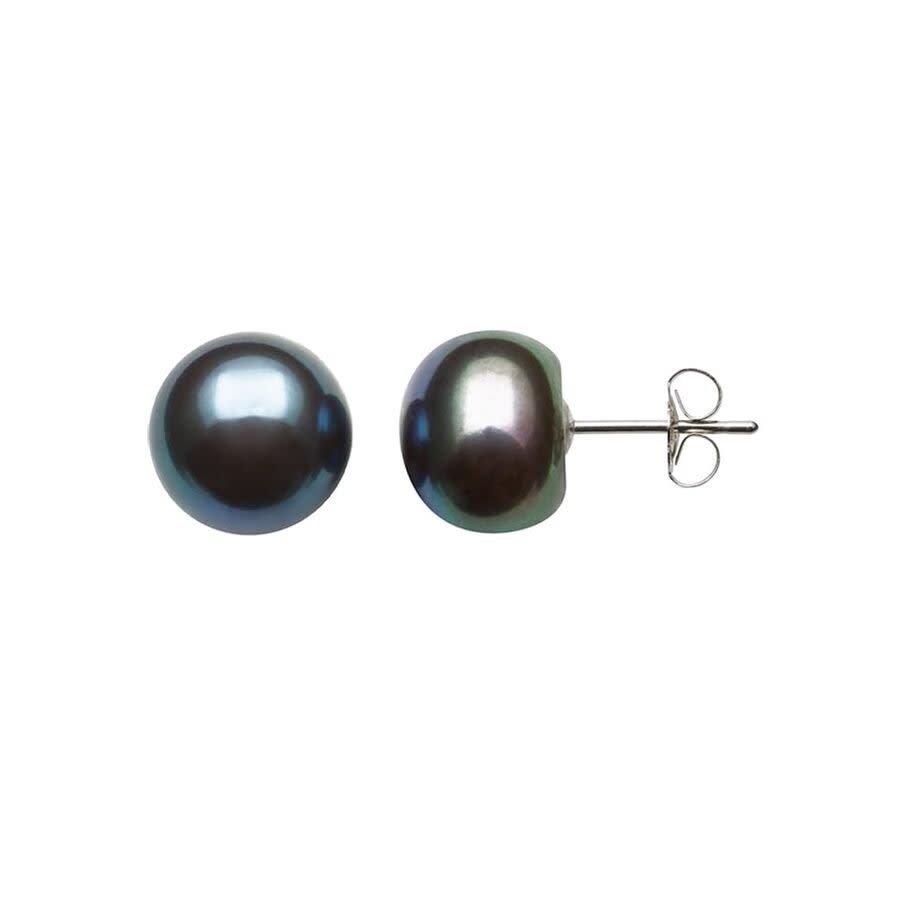 Belacqua 6-7mm Black Freshwater Button Pearl Stud Earrings in Sterling Silver Jewelry for Women 40$