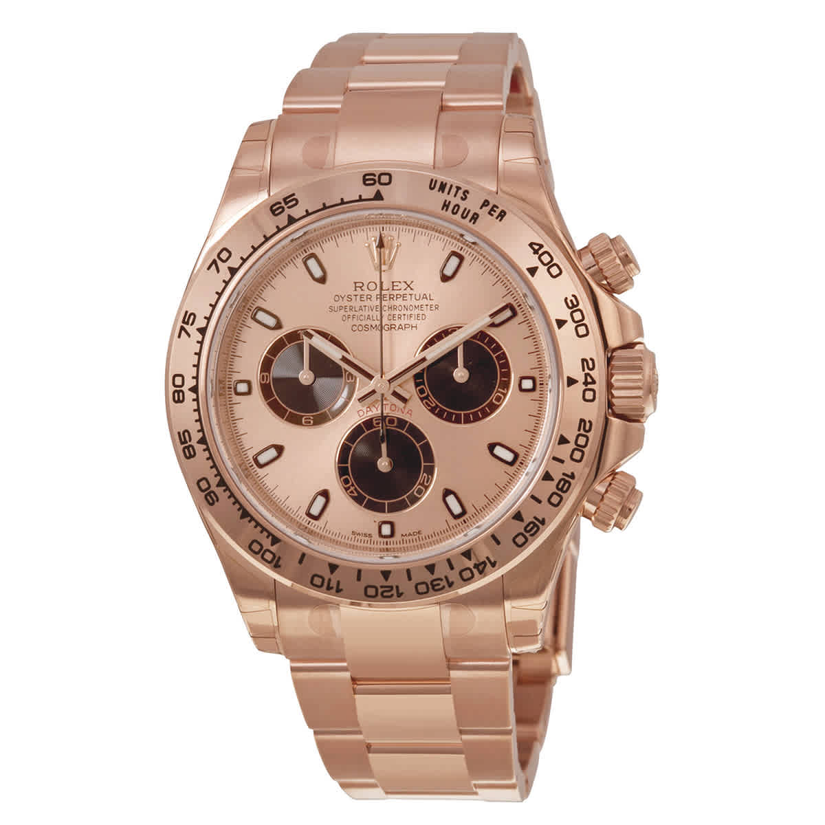 Rolex Cosmograph Daytona Rose Dial 18K Everose Gold Oyster Bracelet Automatic Mens Watch 116505PSO