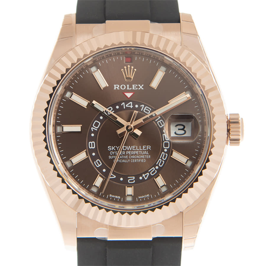 Rolex SkyDweller Automatic Chronometer 18kt Rose Gold Chocolate Dial Mens Watch 326235CHSR