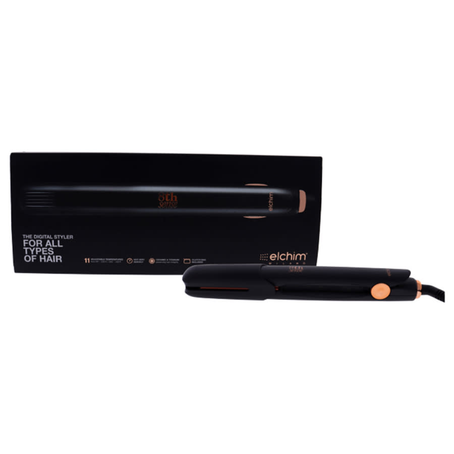 8th Sense Styler Flat Iron - Black by Elchim for Unisex - 1 Inch Flat Iron, Clutch Bag