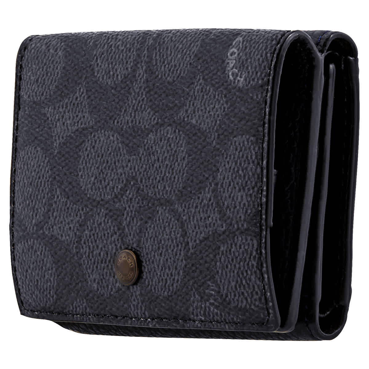 Coach Signature Canvas Blocking Trifold Origami Coin Wallet In Navy ...