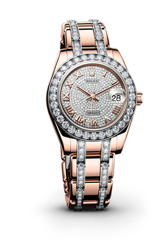 Rolex LadyDatejust Pearlmaster Diamond Pave Dial 18K Everose Gold DiamondSet Automatic Ladies Watch 81285CDRDPM