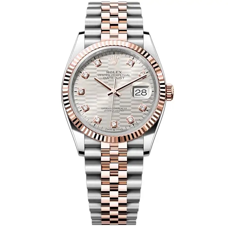 Rolex Datejust 36 Silver FlutedMotif Diamond Automatic Mens Watch M1262310039
