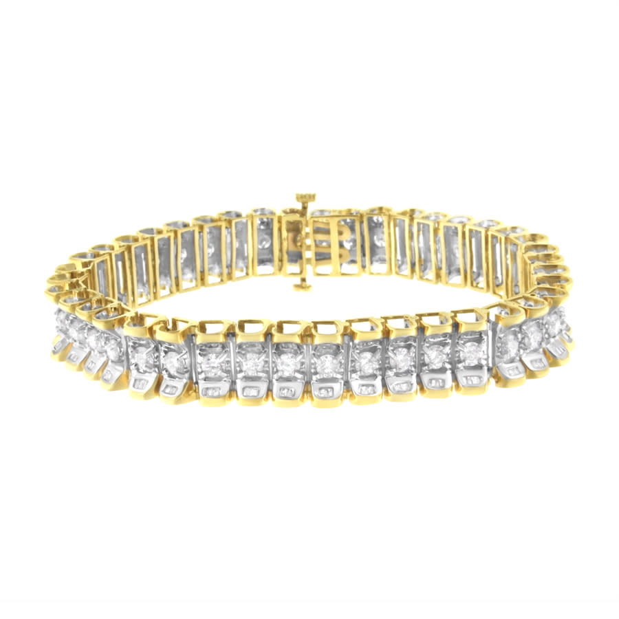 Haus of Brilliance 14K Yellow and White Gold 5 ct TDW Diamond Tennis Bracelet H-I I1-I2 11531$
