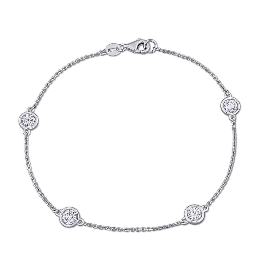 Created Forever 1 CT TW Lab-Grown Diamond 4-Stone Station Bracelet in 14k White Gold - 7.25 in