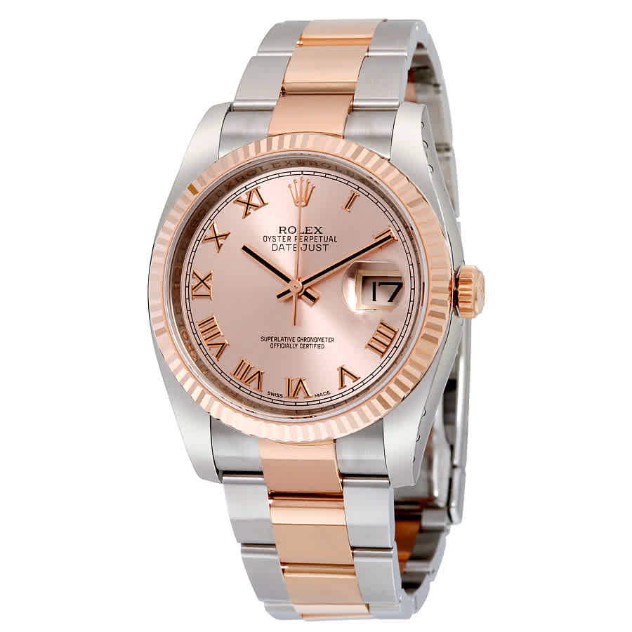 Rolex Oyster Perpetual Datejust 36 Pink Dial Stainless Steel and 18K Everose Gold Bracelet Automatic Mens Watch 116231PRO
