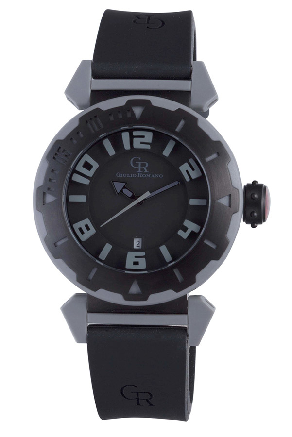 Giulio Romano Ferrara Black IP Rotating Bezel Black Dial Mens Watch GR-5000-13-007