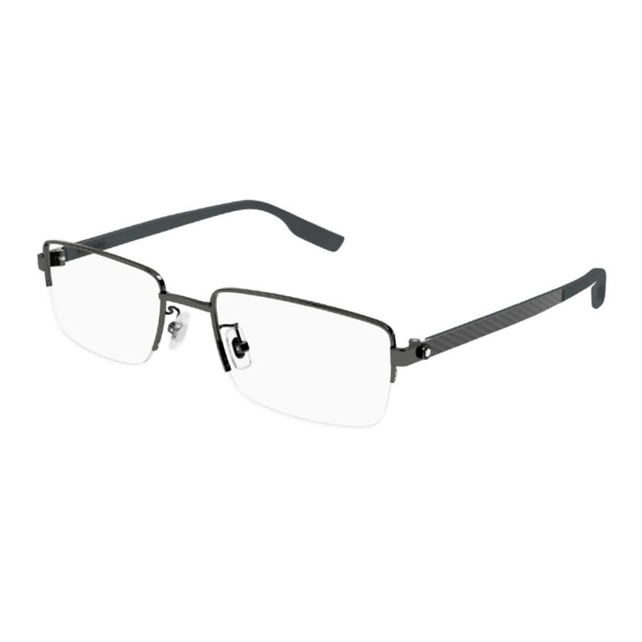 Montblanc MB0188O006 Rectangle Semi-Rim Metal Eyeglasses — Silver