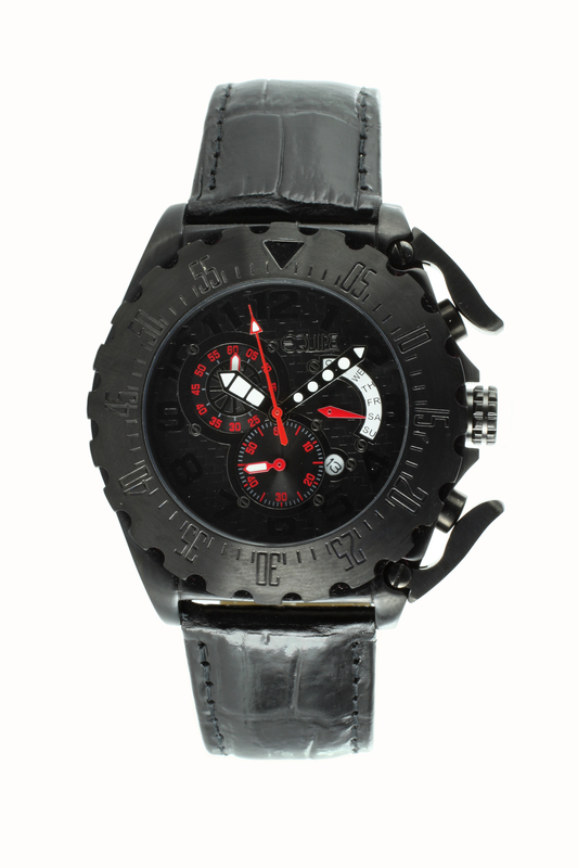 Equipe Paddle Black Dial Black Leather Mens Watch Q307
