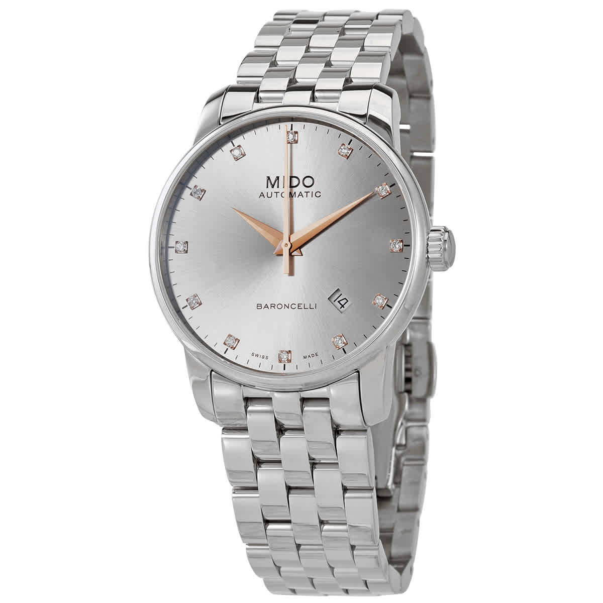 Mido Baroncelli Automatic Diamond Rhodium Dial Mens Watch M86004671 900$