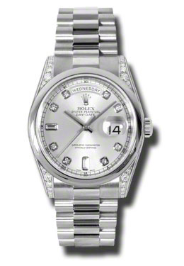Rolex Day-Date Silver Dial Platinum President Automatic Mens Watch 118296SDP 56780$
