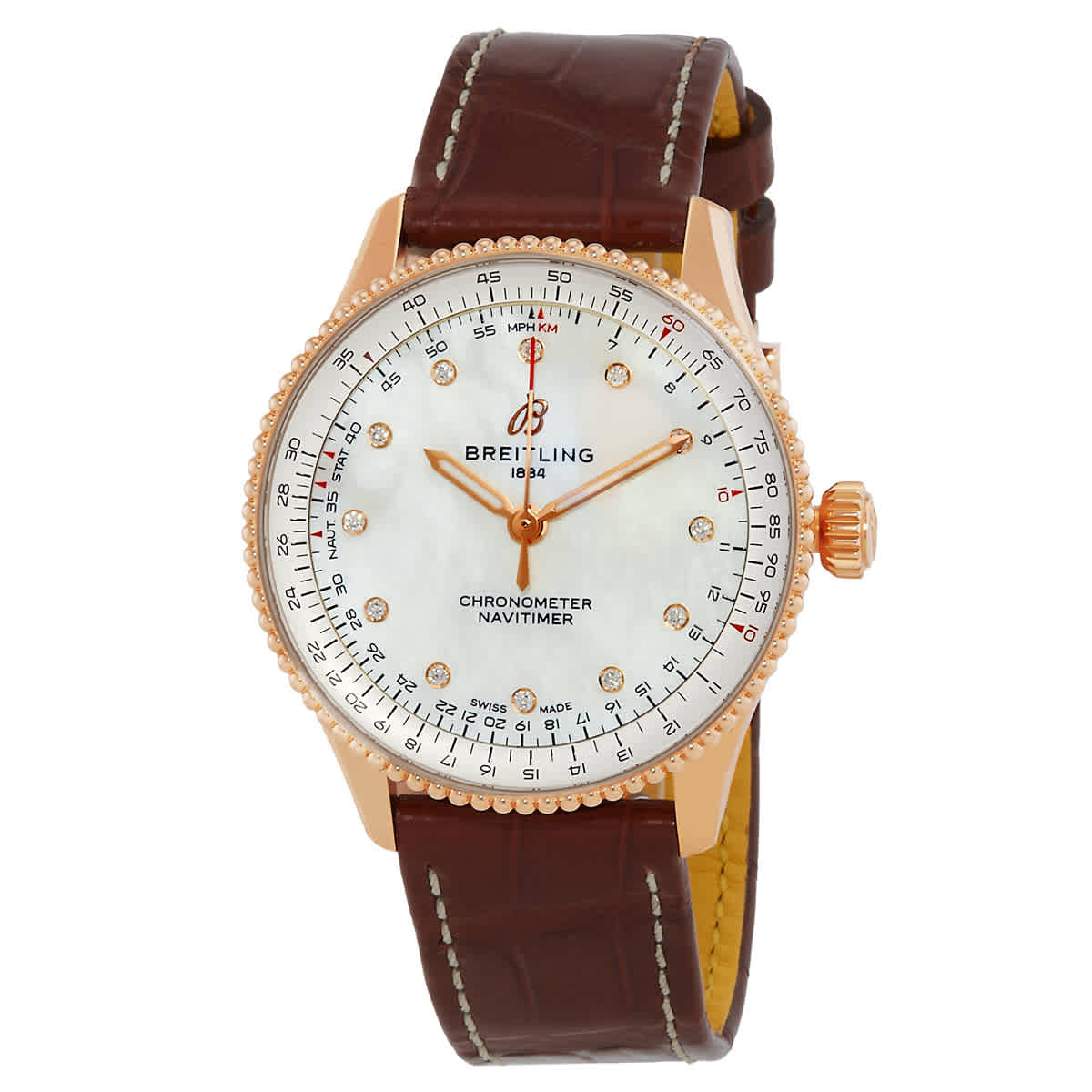 Breitling Navitimer 36mm Automatic Mother of Pearl Diamond Ladies Watch R17327211A1P1 10500$