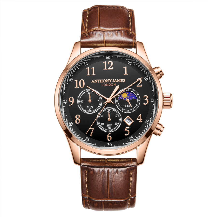 Anthony James Moonphase Chronograph Black Dial Mens Watch AJ073