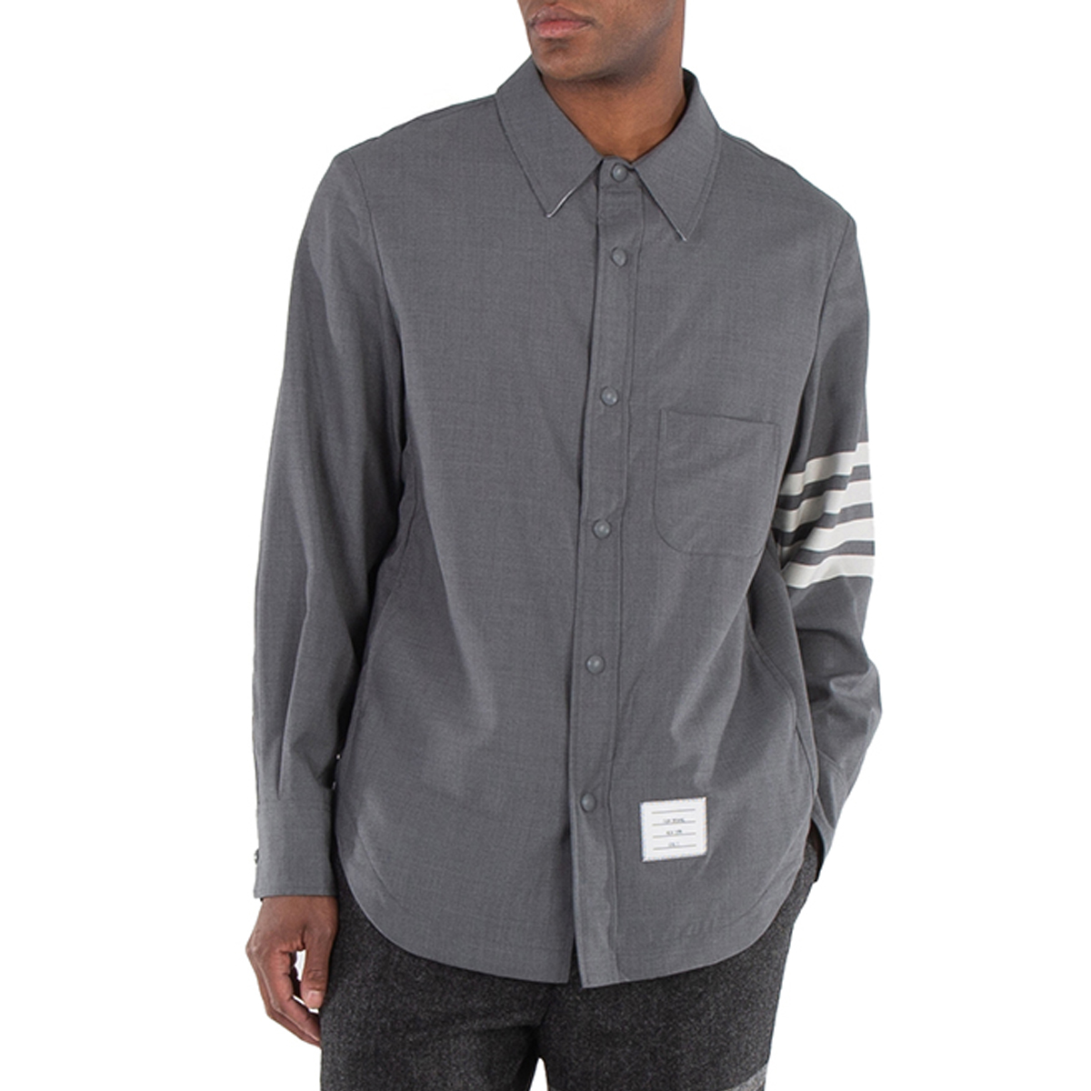 Thom Browne Medium Grey 4-Bar Wool Shirt Jacket, Brand Size 2 (Medium) - Bild 1 von 5