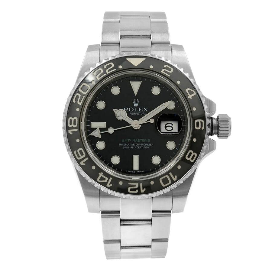 Preowned Rolex GMTMaster II GMT Automatic Chronometer Black Dial Mens Watch 116710LN