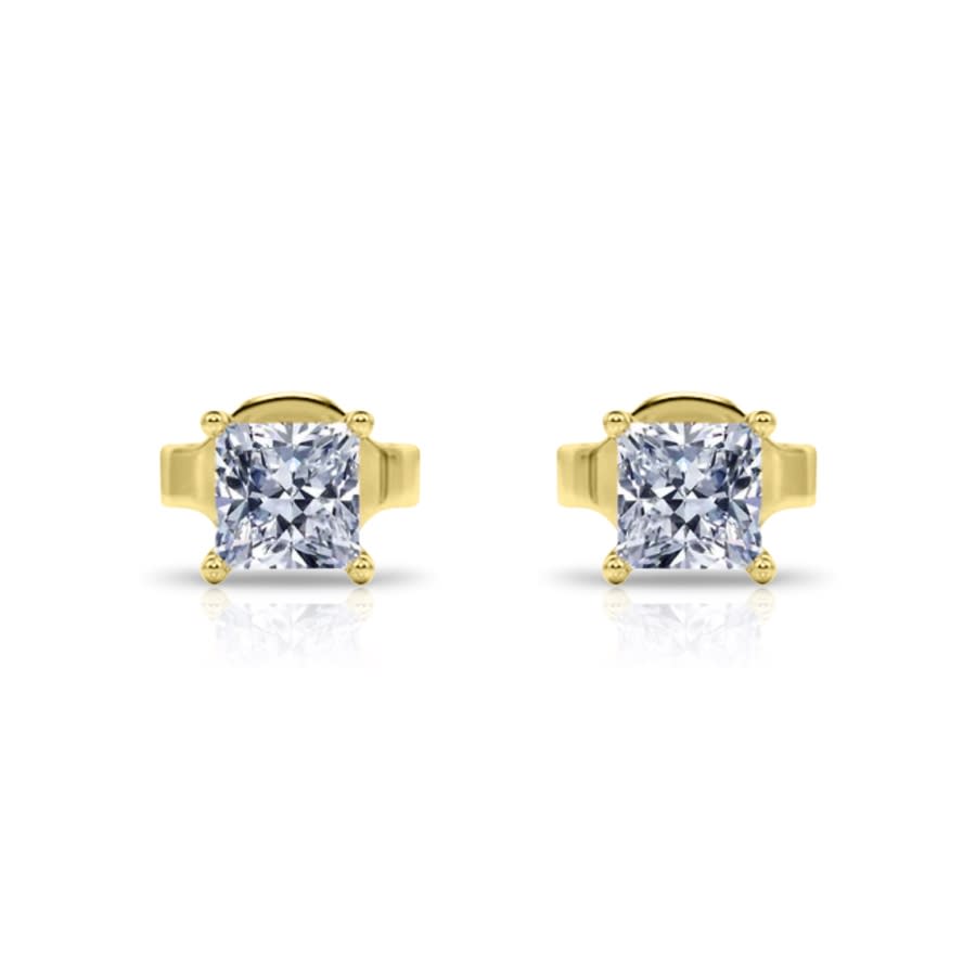 Tresorra 14K Yellow Gold Princess Cut Earth Mined Diamond Stud Earrings 1225$