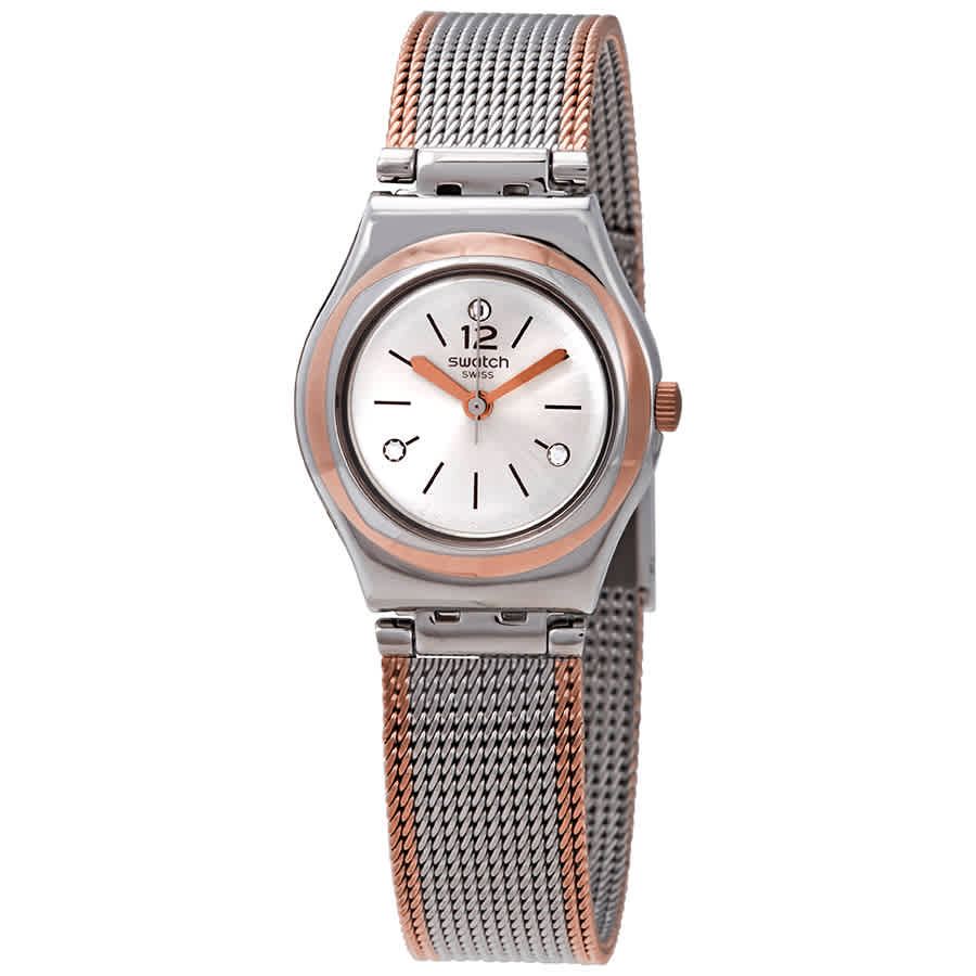 Swatch Full Silver Jacket Silver Dial Ladies Two Tone Watch YSS327M 90$
