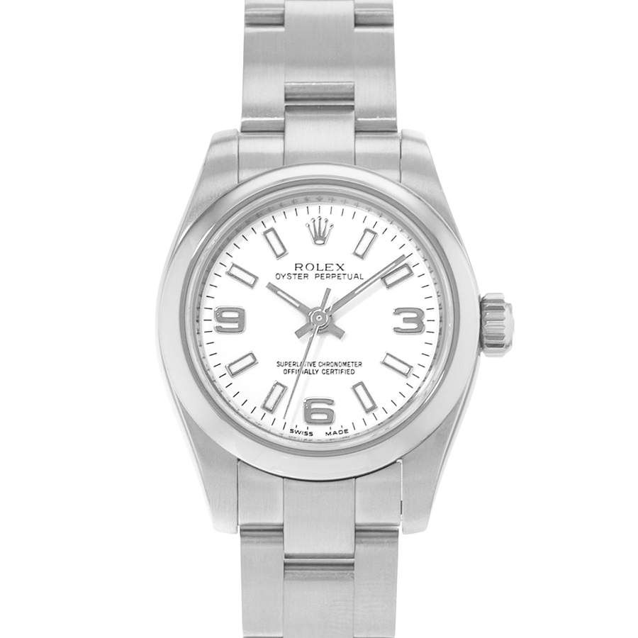 Preowned Rolex Oyster Perpetual 26 Automatic Chronometer White Dial Ladies Watch 176200 WSO
