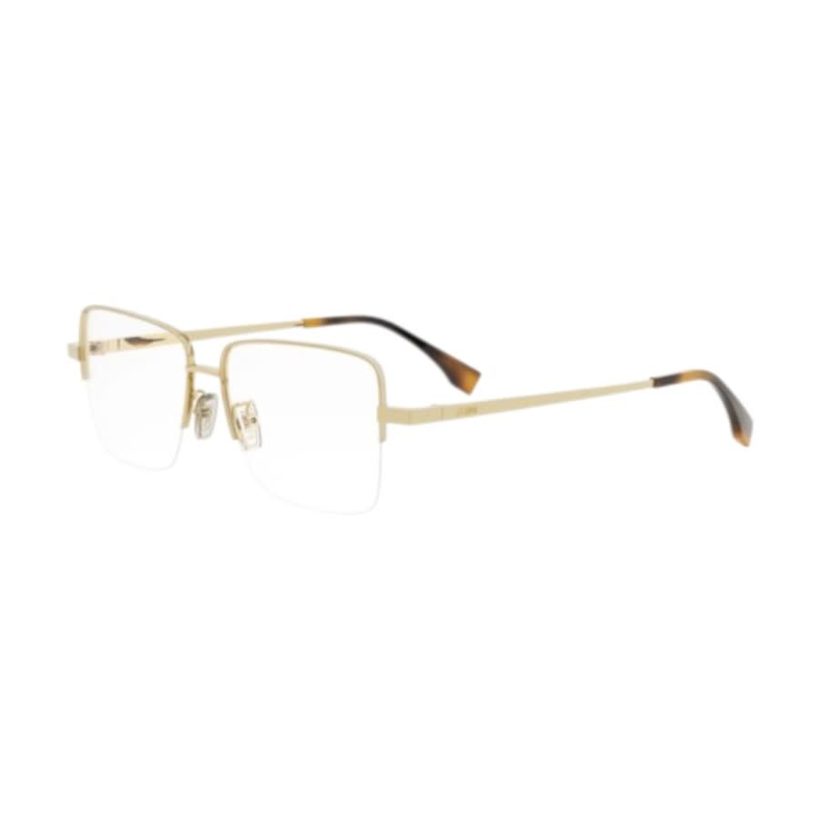 Fendi FE50107F030 Square Semi Rim Metal Eyeglasses — Gold