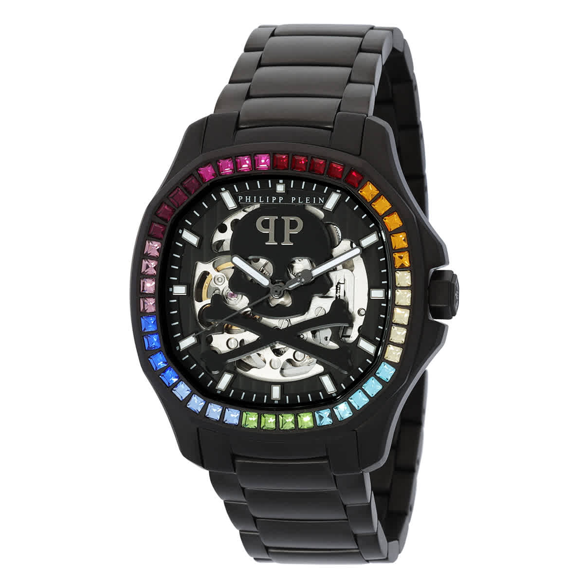 Philipp Plein Skeleton Spectre Automatic Crystal Black Dial Mens Watch PWRAA0823 460$
