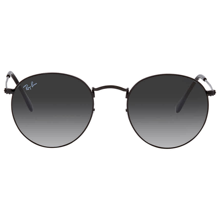 Ray-Ban Man Sunglass Round Flat Lenses -  Frame color: Black, Lens color: Grey Gradient