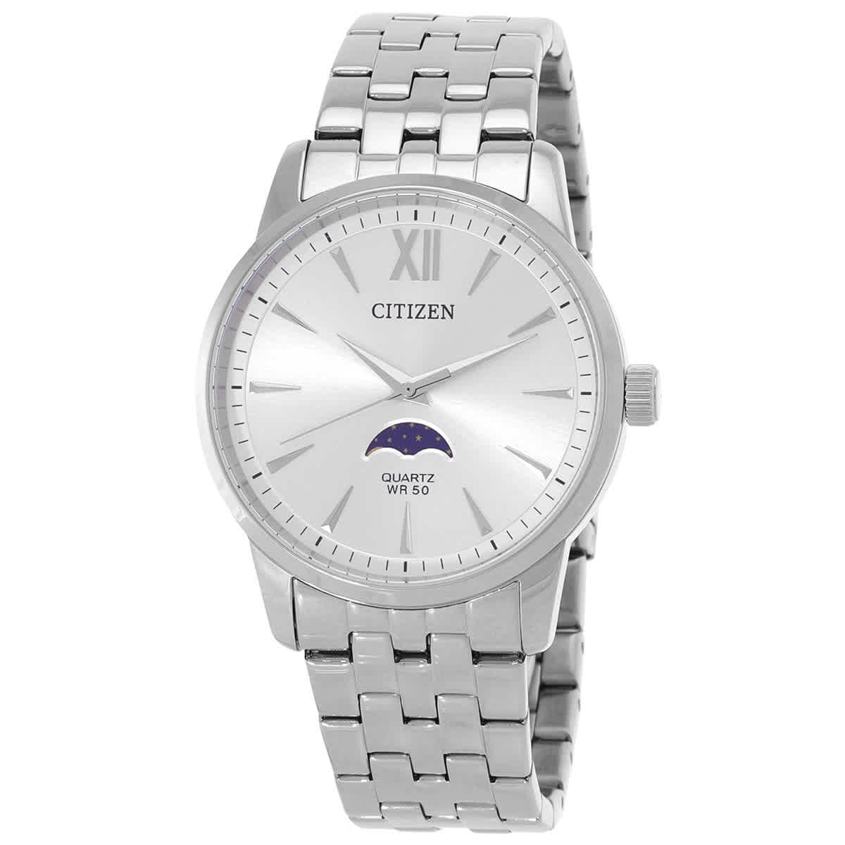 Citizen Quartz Silver Dial Mens Moonphase Watch AK5000-54A 95$