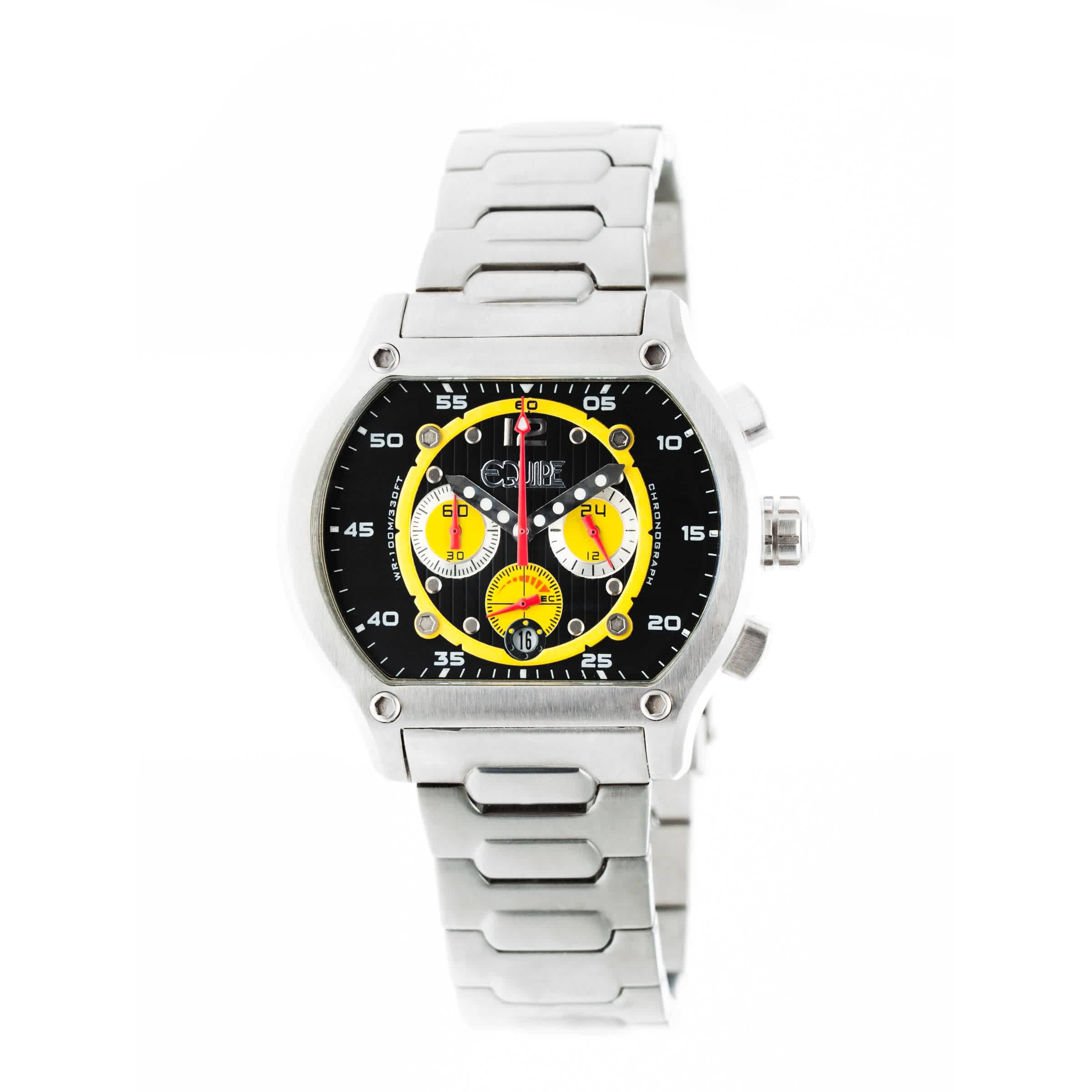 Equipe Dash Chronograph Black Dial Stainless Steel Mens Watch E708