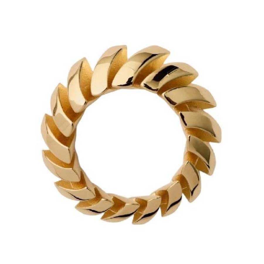 Burberry Engraved Logo Spiral Gold Plated Ring Size 53 150$