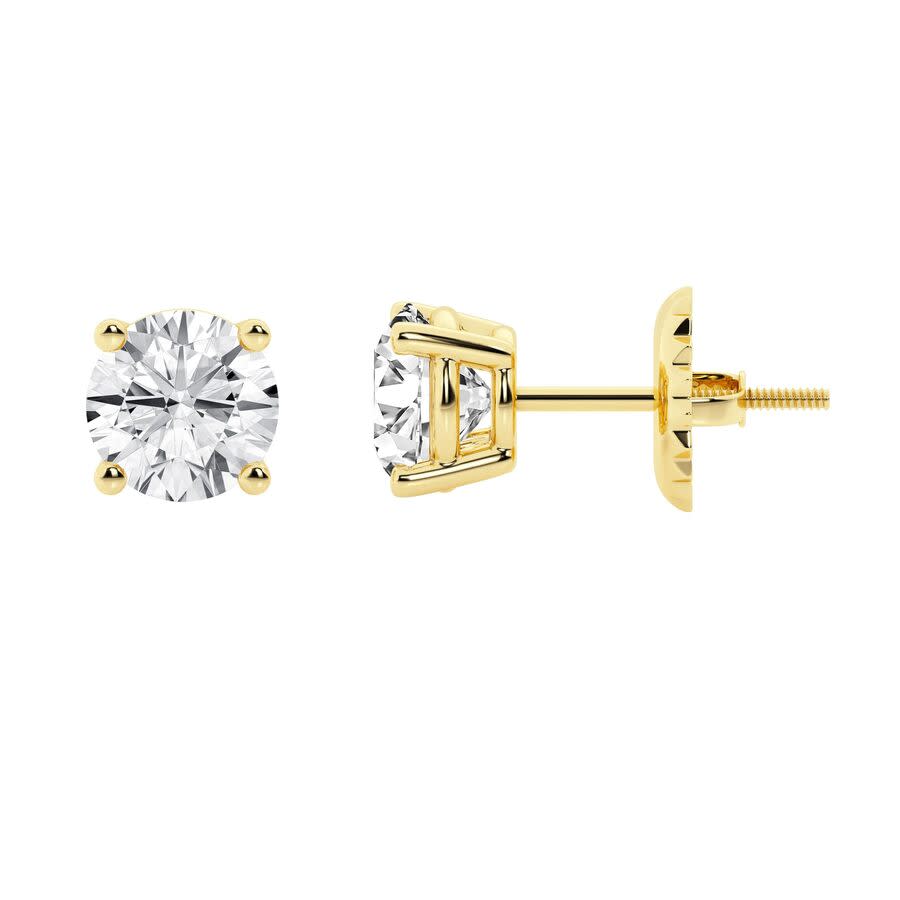 Brilliant Diamond 14K Yellow Gold IGI Certified 4 Carat Round Cut Lab Grown Diamond Stud Earrings for Women VS Clarity E-F Color 2010$