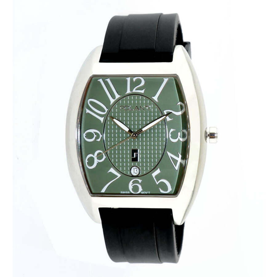 Polanti Time Zone Quartz Green Dial Mens Watch 1Z-101G-SS