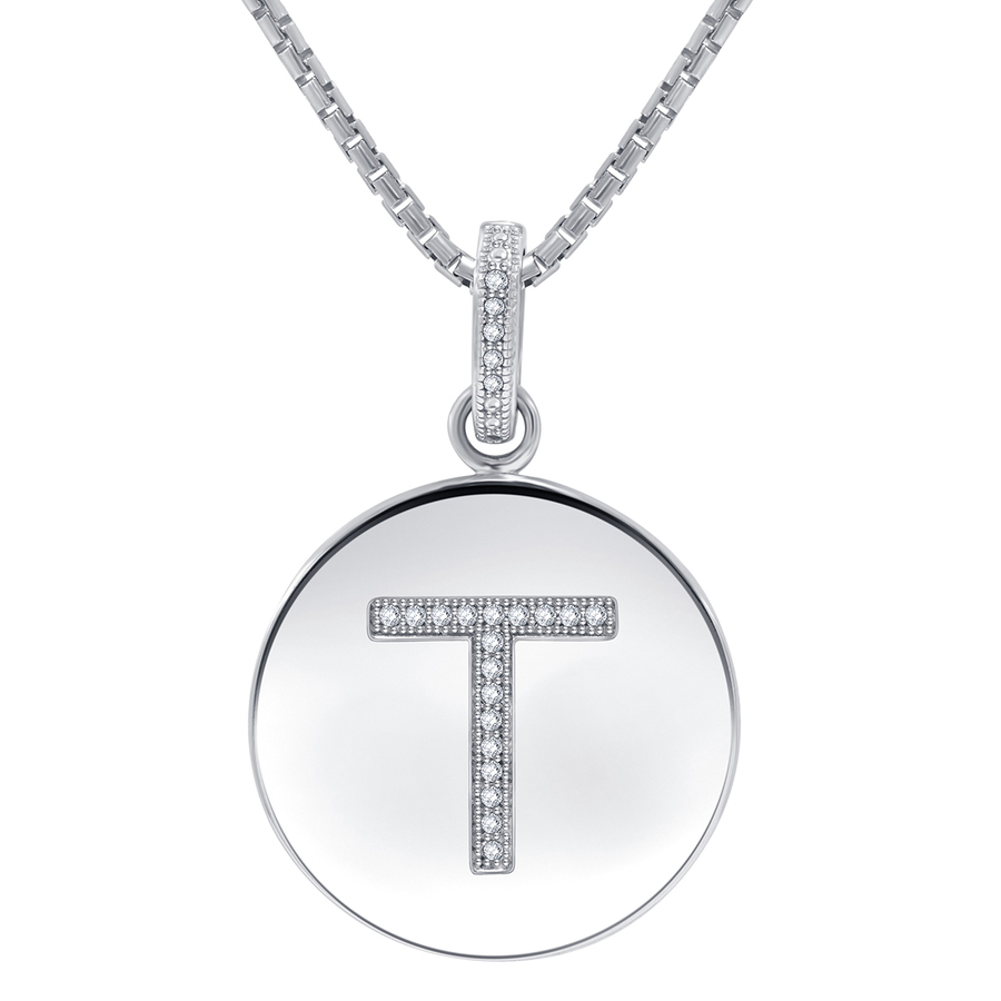 Diamond Muse 0.10 Cttw Initial Letter Diamond Necklace for Women, Girls, and Men in Sterling Silver
