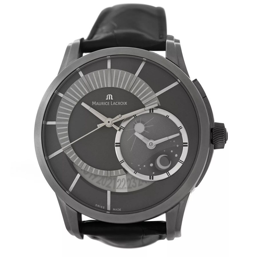 Pre-owned Maurice Lacroix Pontos Decentrique Gmt GMT Automatic Day-Night Grey Dial Mens Watch PT6108-TT031-291