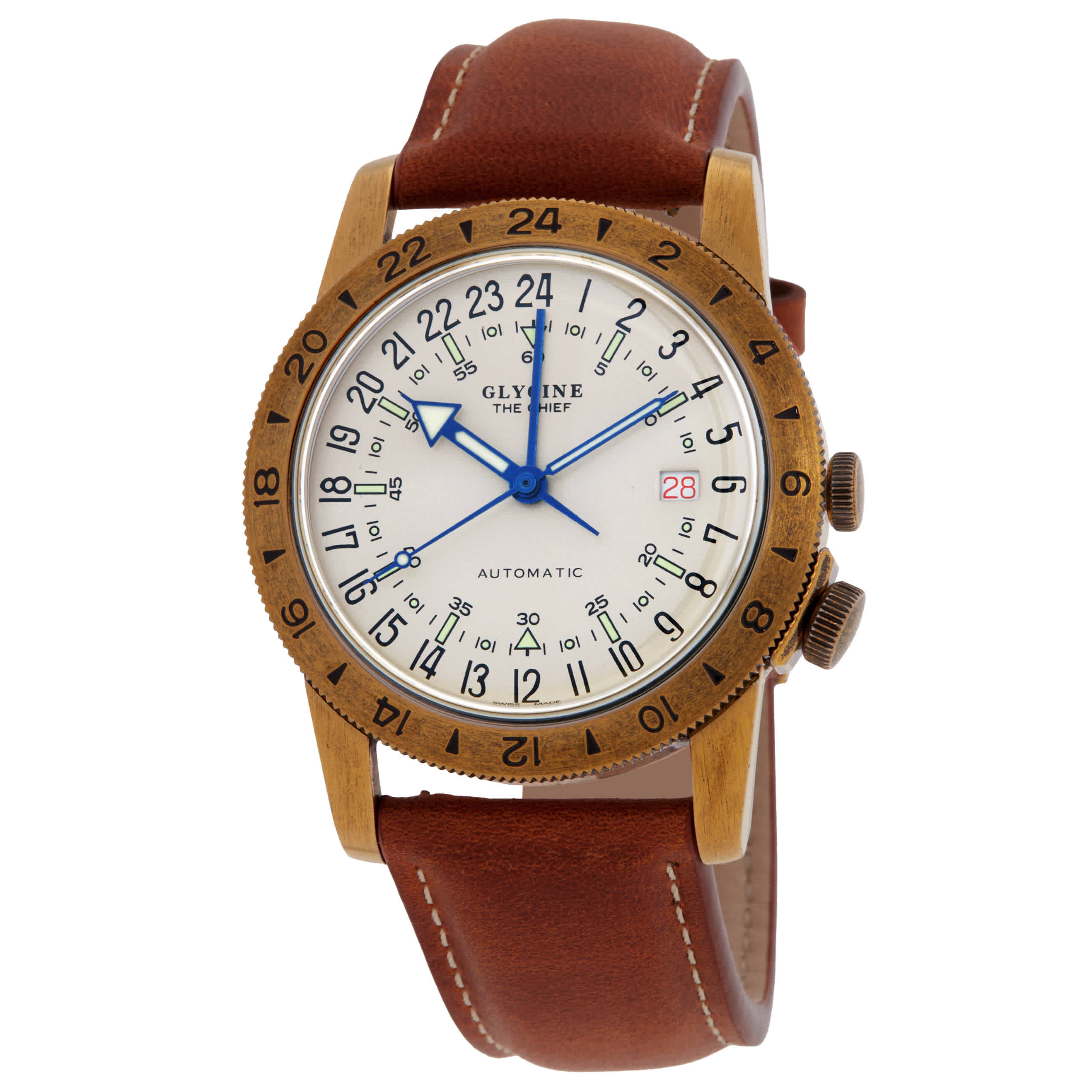 Glycine Airman Vintage The Chief GMT Automatic Silver Dial Mens Watch GL0304 732$