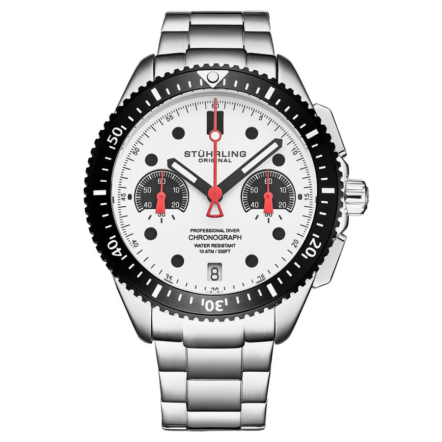 Stuhrling Original Monaco Chronograph Quartz Silver Dial Mens Watch M17090 130$