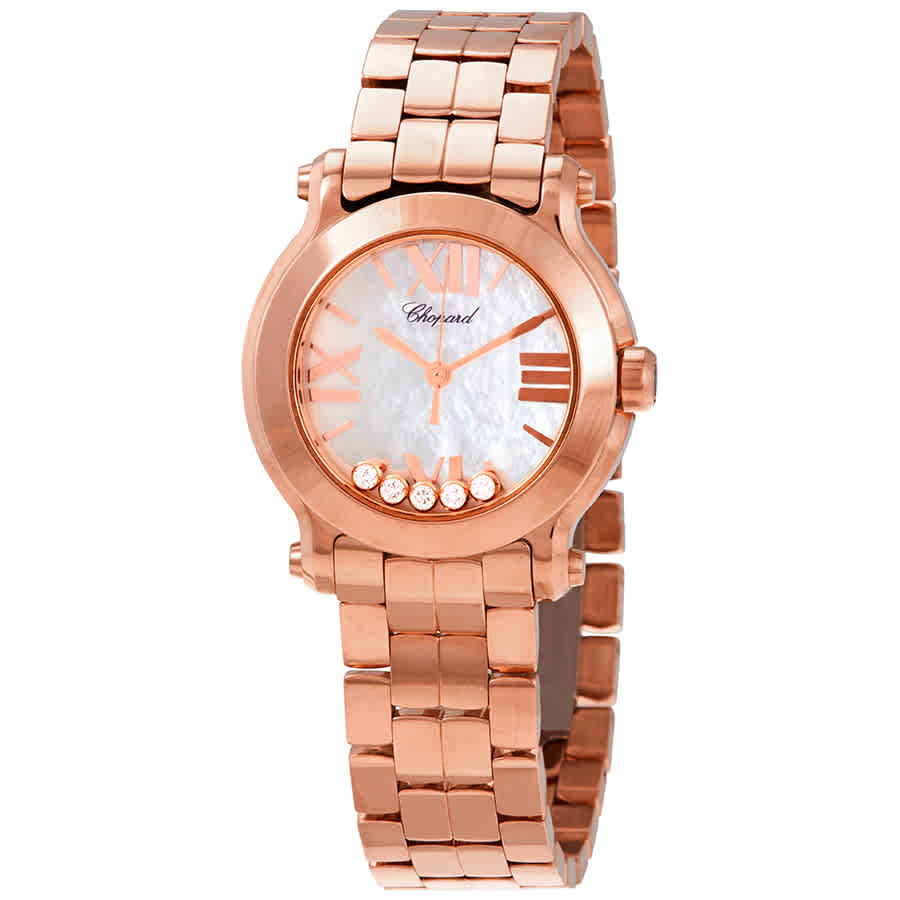 Chopard Happy Sport Mother Of Pearl Dial 18kt Rose Gold Floating Diamond Ladies Watch 274189-5003 18250$