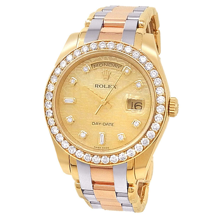 Preowned Rolex Day Date Automatic Chronometer Diamond Champagne Dial Mens Watch 18948 CDPM