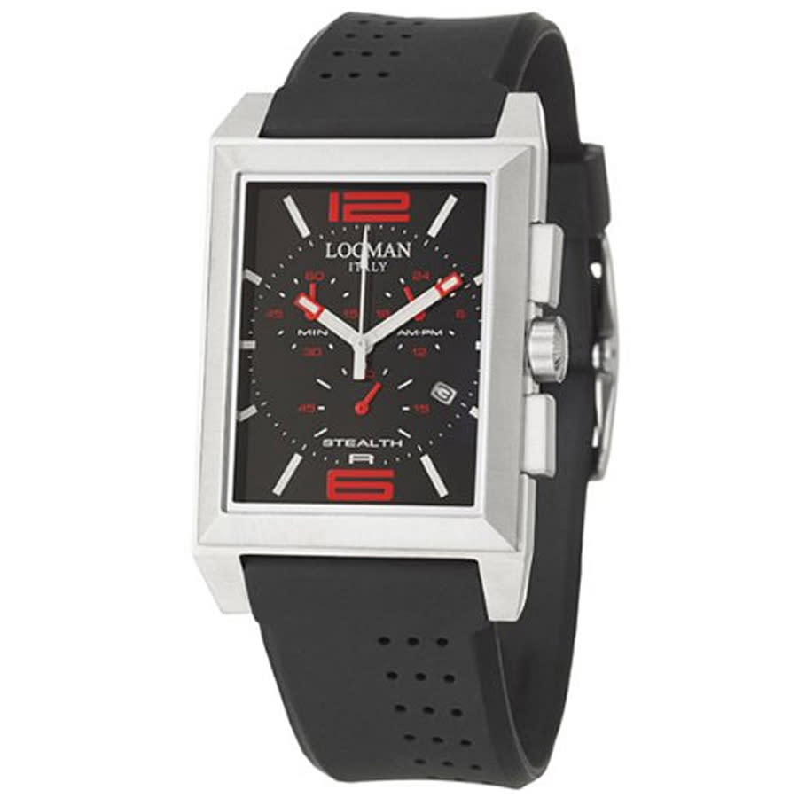 Locman Stealth R Chronograph Black Dial Black Rubber Strap Mens Watch LO-242BKRD1BK