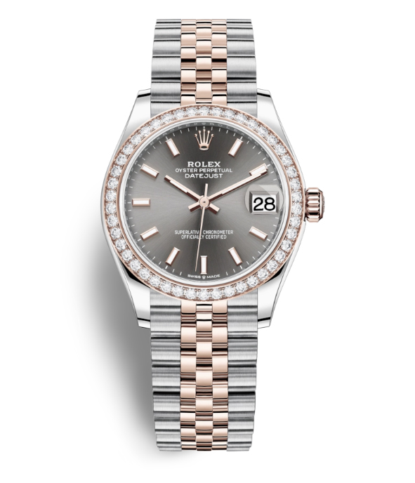 Rolex Datejust Dark Rhodium Dial Automatic Ladies Steel and Everose Gold Jubilee Watch 278381DRSJ