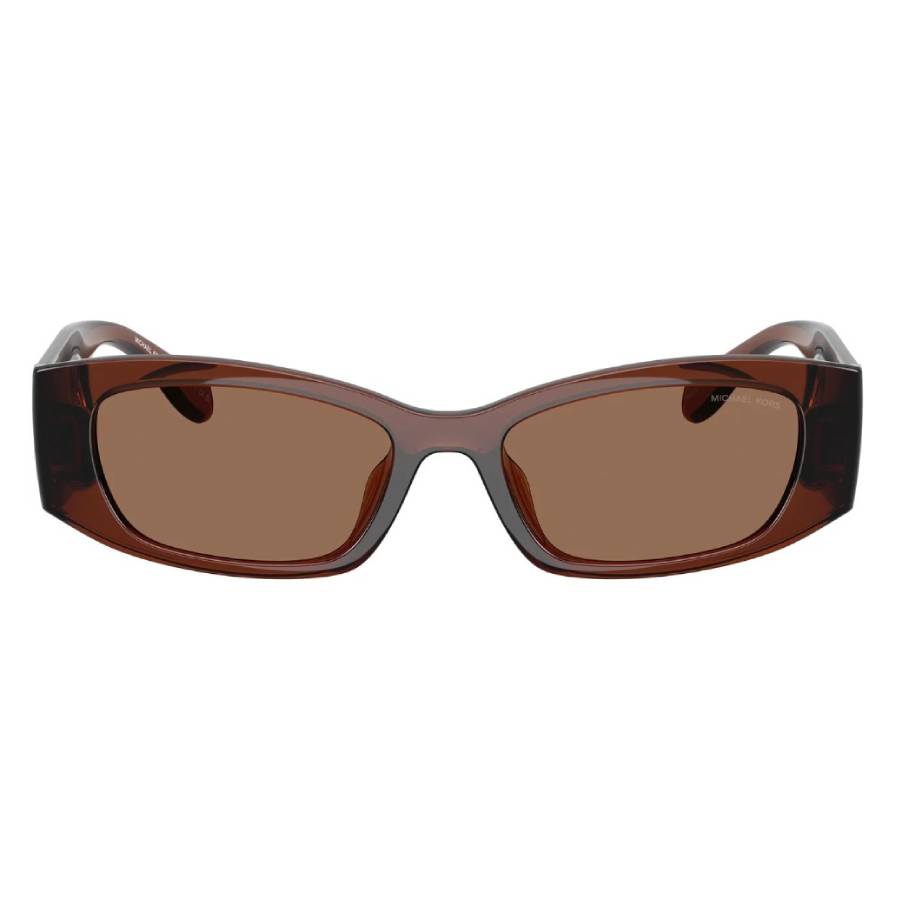 Michael Kors Woman Sunglass Rhodes - Frame color: Brown Transparent, Lens color: Brown Solid