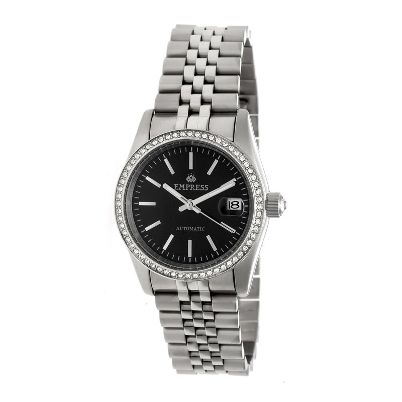 Empress Constance Black Brushed-Finish Sunray Dial Automatic Ladies Watch EM1502