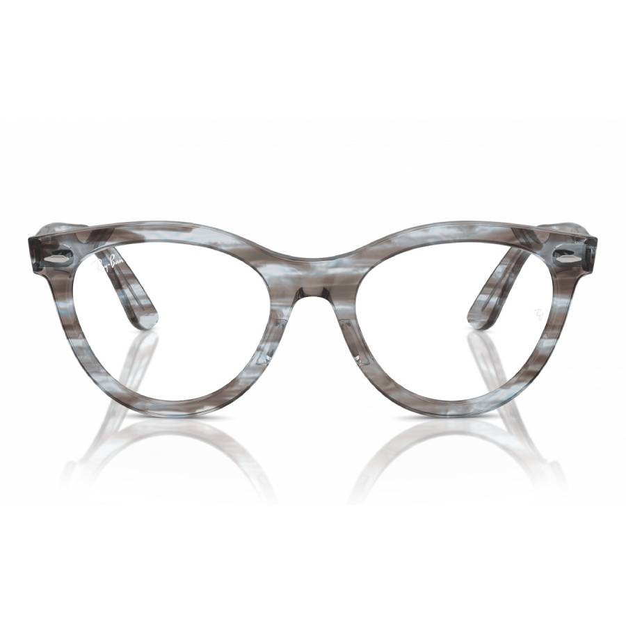 Ray-Ban Wayfarer Way Optics Eyeglasses Striped Transparent Blue Frame Clear Lenses Polarized 51-21