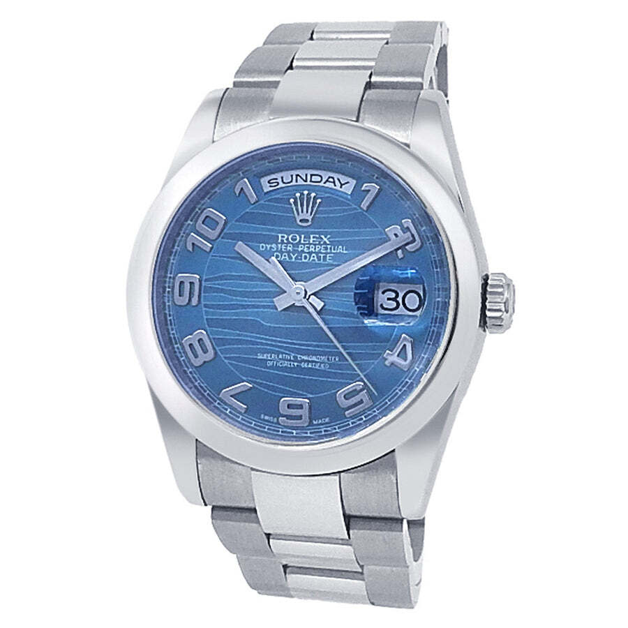 Preowned Rolex DayDate Automatic Chronometer Blue Dial Mens Watch 118209 BLAO