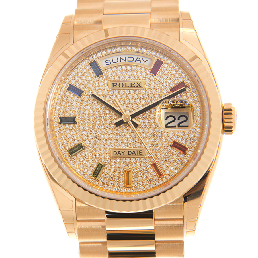 Rolex DayDate President Yellow Gold PavedRainbow Automatic Chronometer Diamond Ladies Watch 1282380051