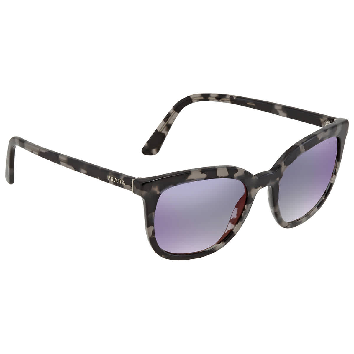 Prada Clear Gradient Blue Mirror Red Square Ladies Sunglasses 03XS ...