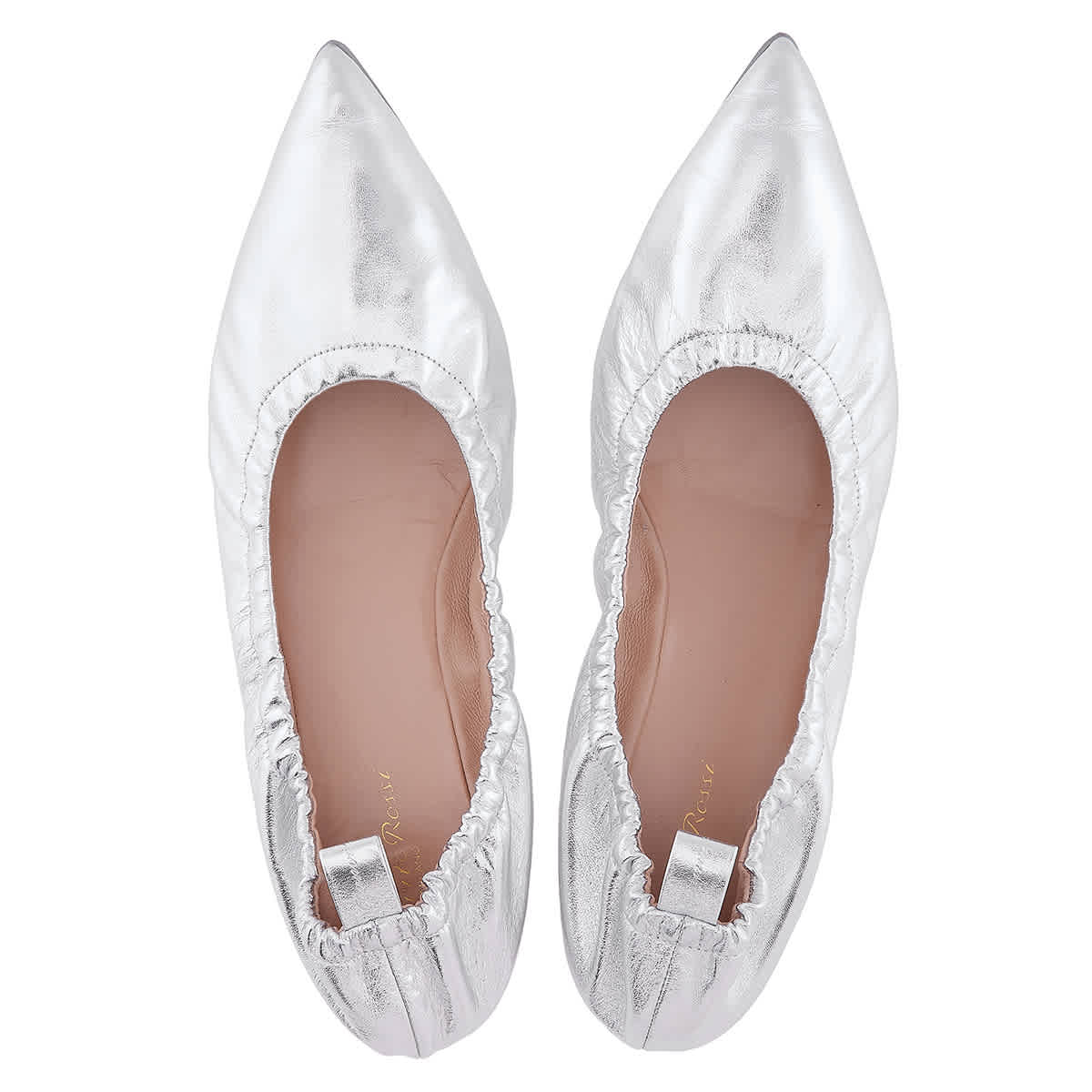 Gianvito Rossi Ladies Silver Alina Ballerina Nappa Flats