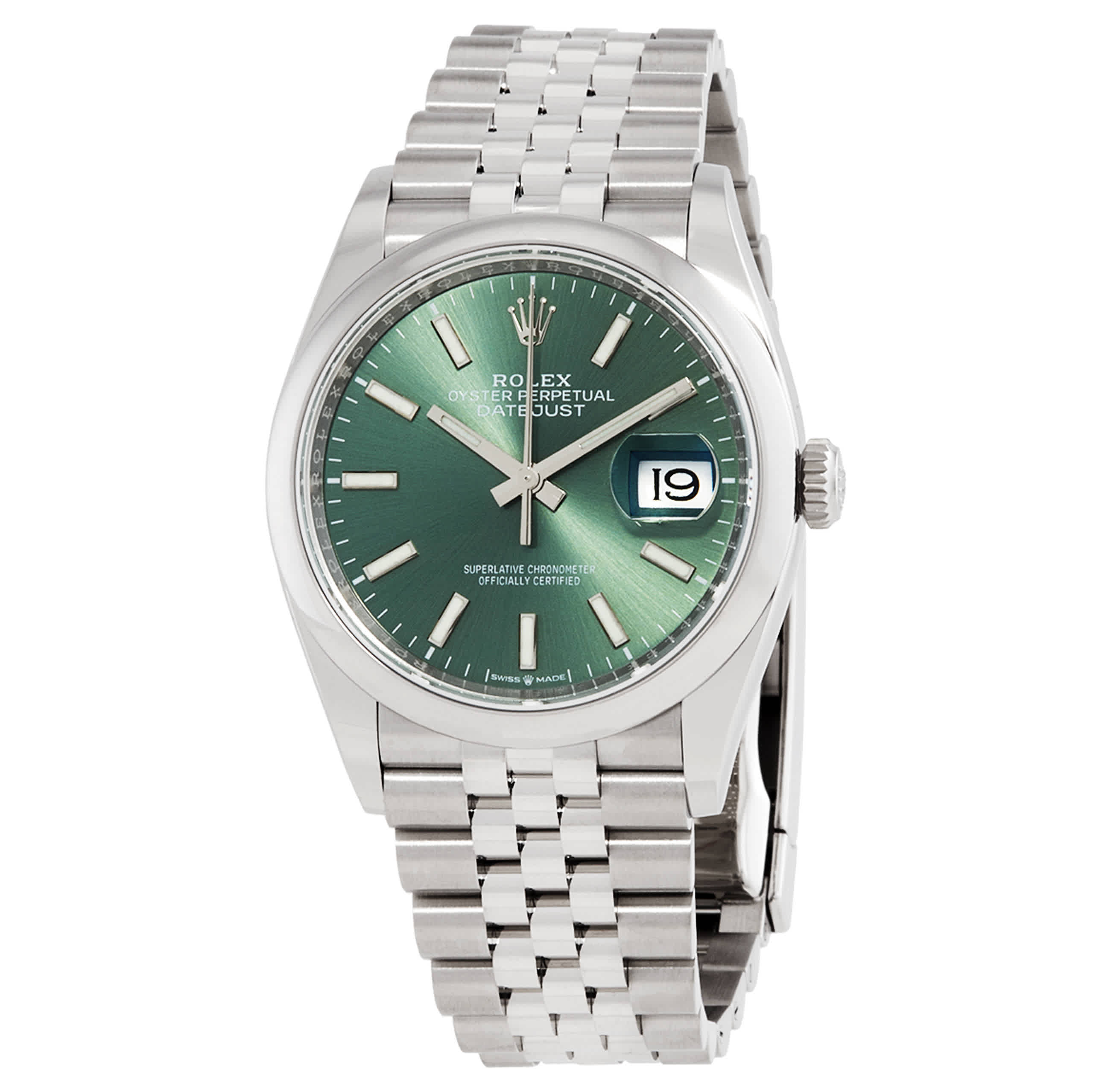Rolex Datejust 36 Mint Green Dial Automatic Mens Stainless Steel Jubilee Watch M1262000023